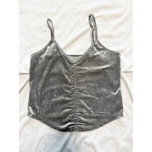 Hippie Rose Gray Crushed Velvet Cami Tank Top size small